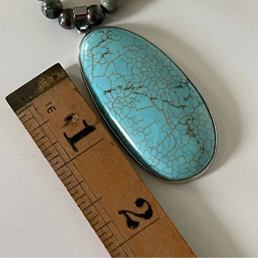 Southwestern Style Natural Stone Beaded Pendant Necklace